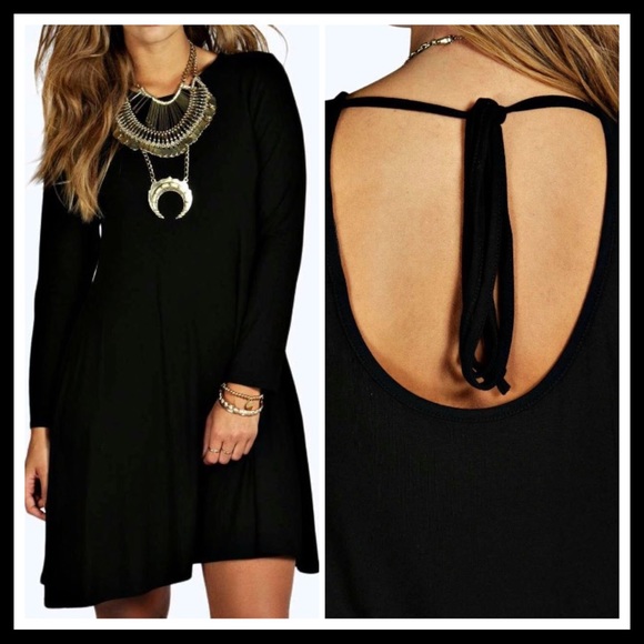 NWOT Super Soft GRAY Tie-back Viscose Dress - Picture 2 of 2